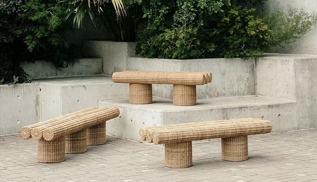 Three Bench designs outside. 